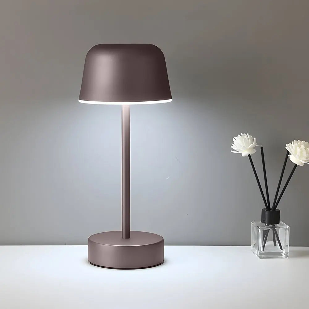 Hat-Style Table Lamp with Adjustable Metal Finish Luxe