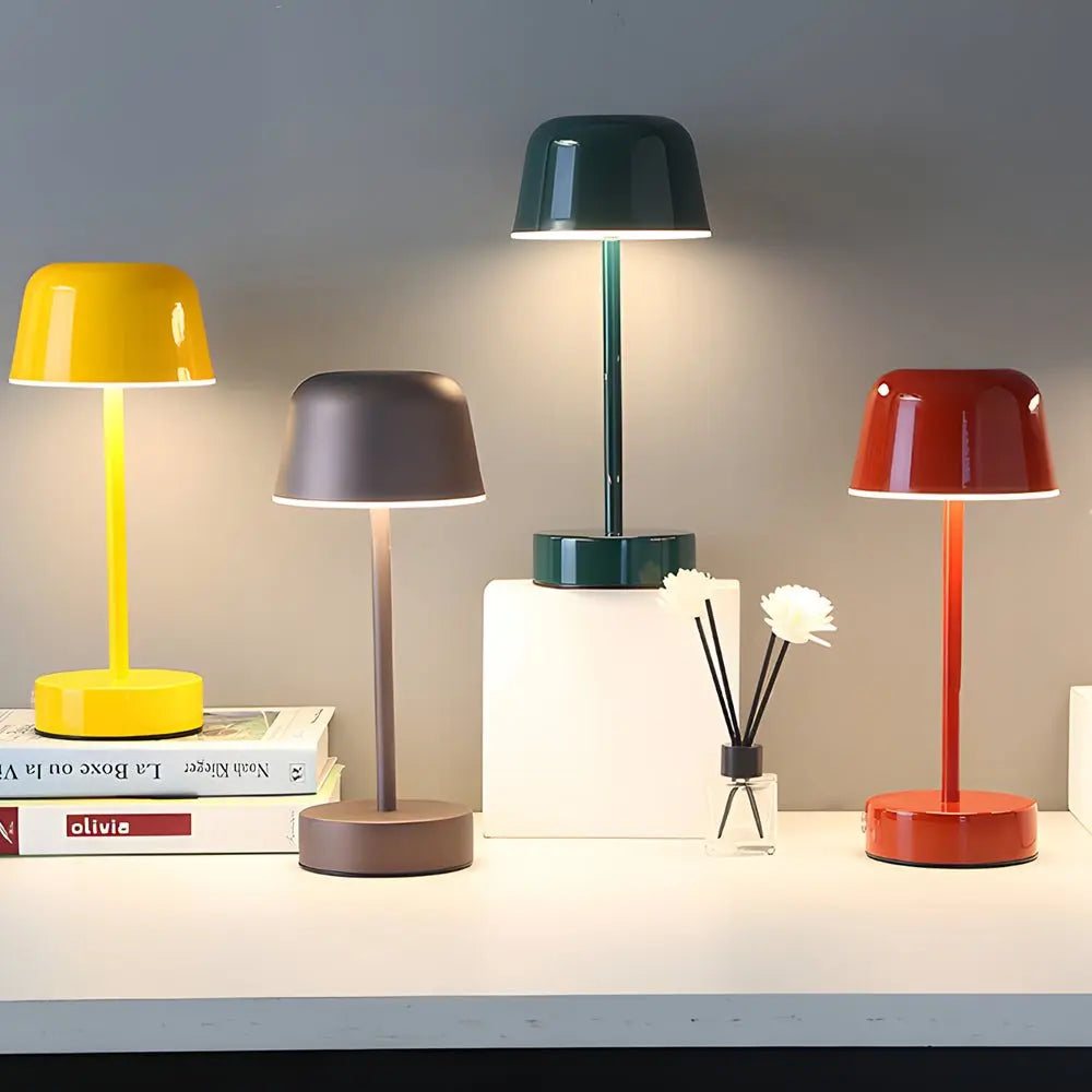 Hat-Style Table Lamp with Adjustable Metal Finish Luxe