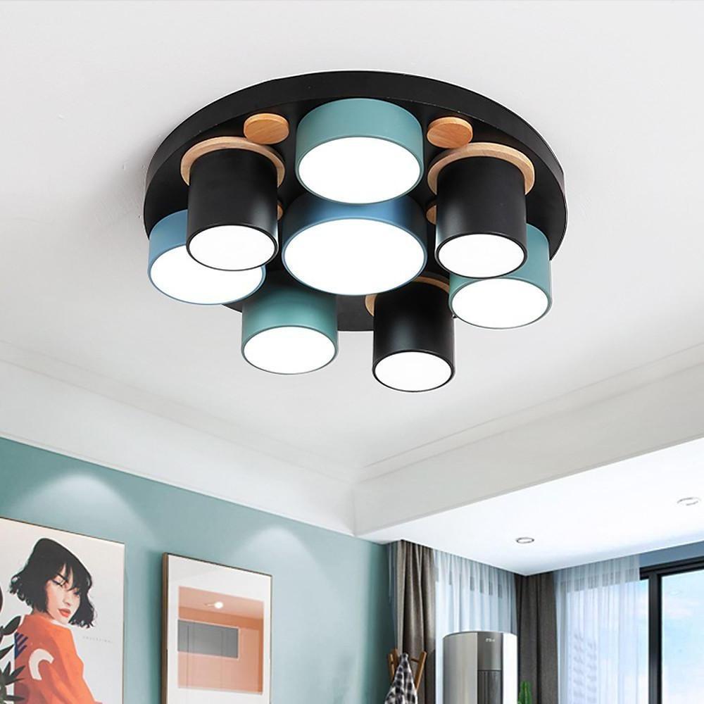 Rounded Cylindrical LED Flush-Mount Ceiling Light — Metal & PVC, 3000–5400K, 3, 6, or 8-Light