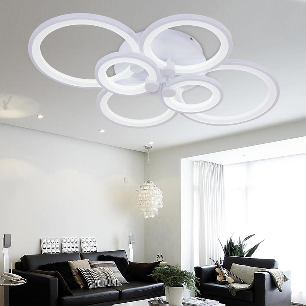 Multi-Ring Flush-Mount Ceiling Light — Metal and Acrylic, Dimmable LED, 3000K–6000K, 31" Wide