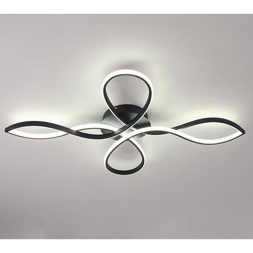 Wave Flower Flush-Mount LED Ceiling Light — Metal & Silicone, 27" Diameter, 38W, Dimmable 3000K–6000K with Remote