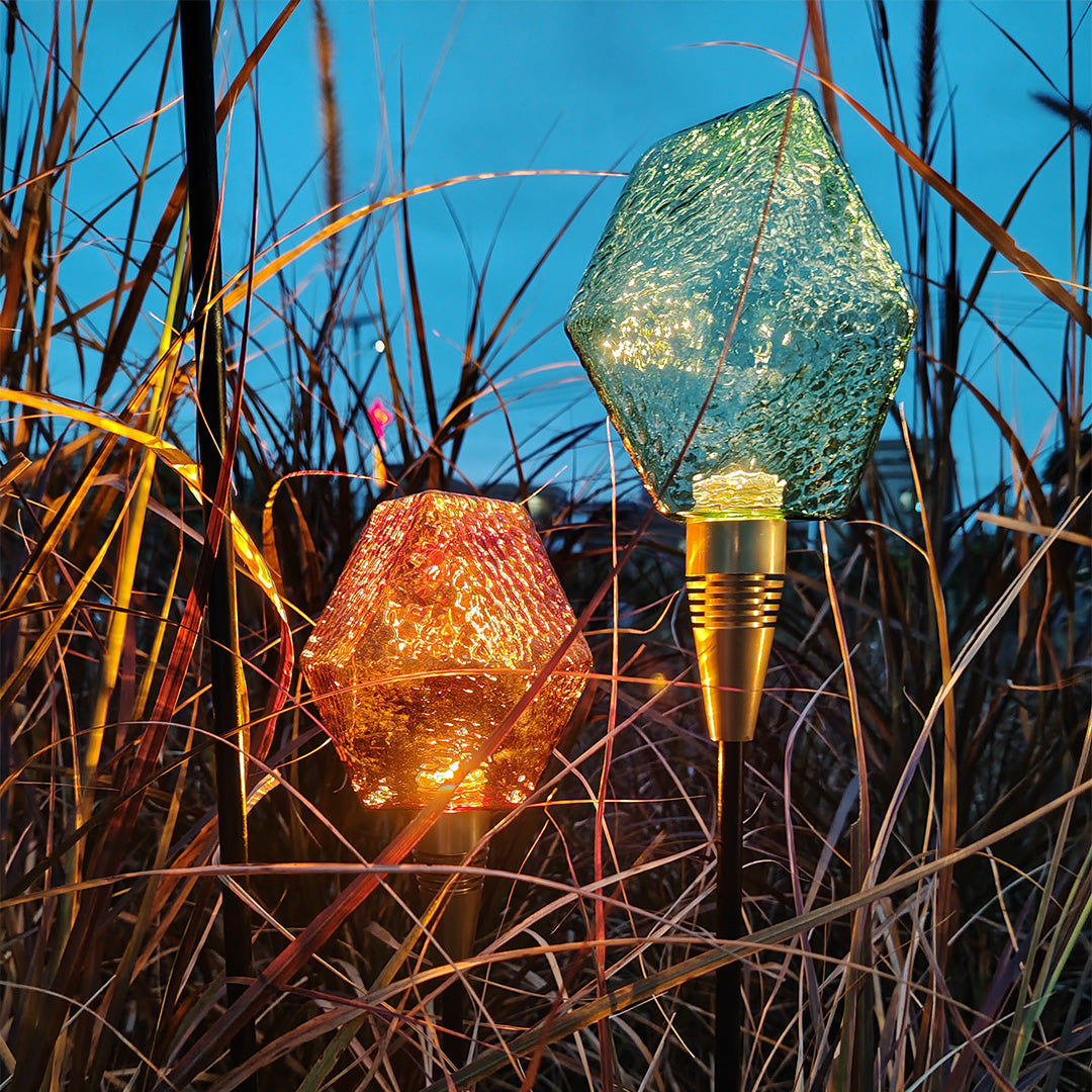 Diamond-Cut Glass Sphere Path Light — Aluminum, 2W LED, IP65, Adjustable Height, DC24V Hardwired