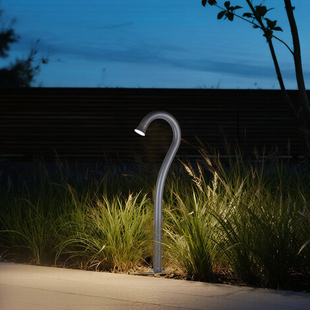 Cane-Shape Outdoor Bollard Light — Die-Cast Aluminum, 6W LED, 3000K, IP65, 31.5"