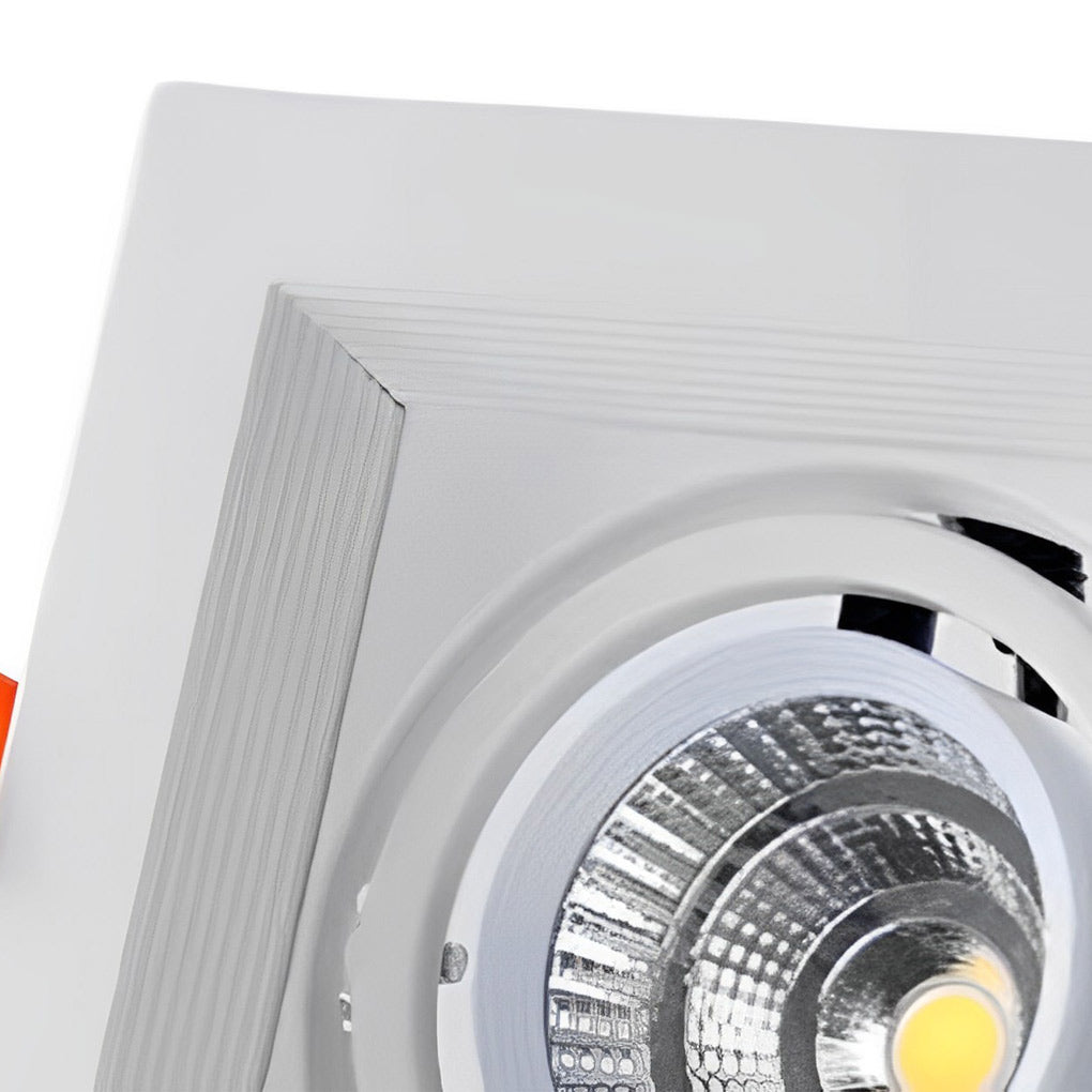 Rectangular Twin-Head Recessed Spotlight — Aluminum, 24W LED, 45° Adjustable, 3-Step Color Dimming