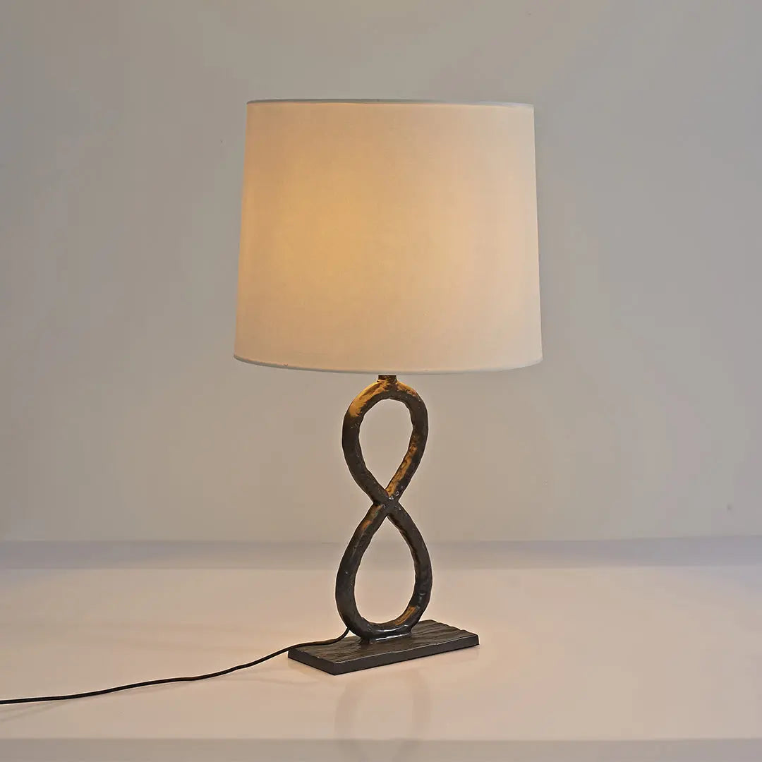 European Luxury Fabric Light Table Lamps in Bronze Metal Luxe