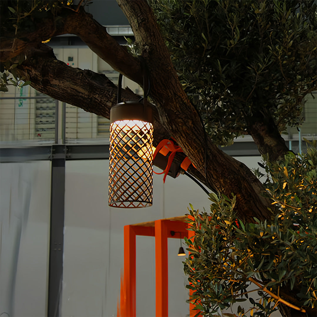 Minimalist Cylindrical Outdoor Pendant Lantern — Black Stainless Steel, 2W LED, IP54, Portable