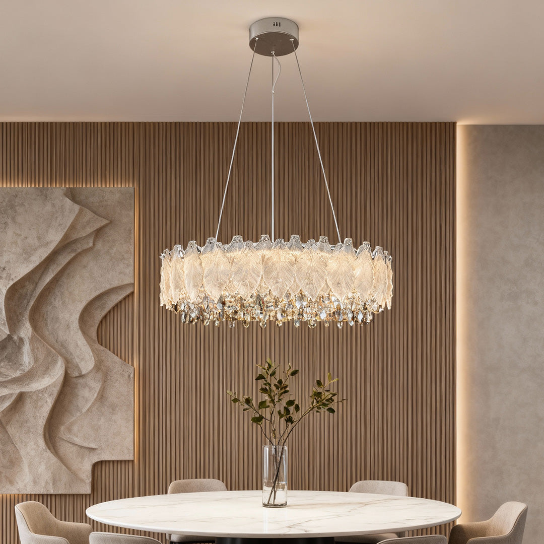 French Country Crystal Chandelier — Champagne Gold Carbon Steel, LED, 3-Step Dimming, 59.1" Adjustable Chain