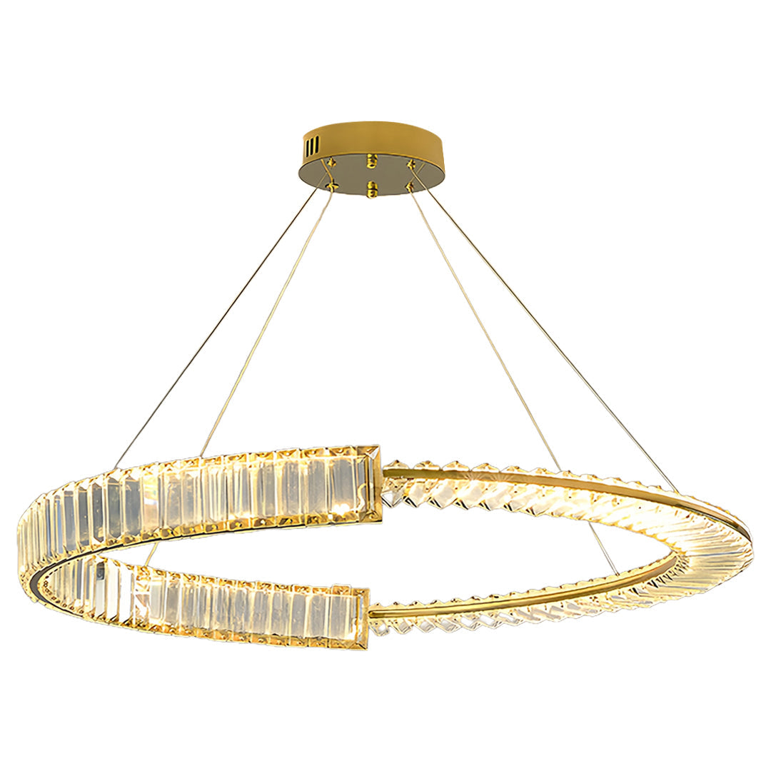 Modern Gold Crystal Ring Chandelier — Iron, LED, 3-Step Dimming (3000K–6000K), 600mm / 800mm / Combination