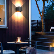 Square Up/Down Outdoor Wall Sconce — Aluminum & Glass, LED 6W, 3000K, IP54 Weatherproof