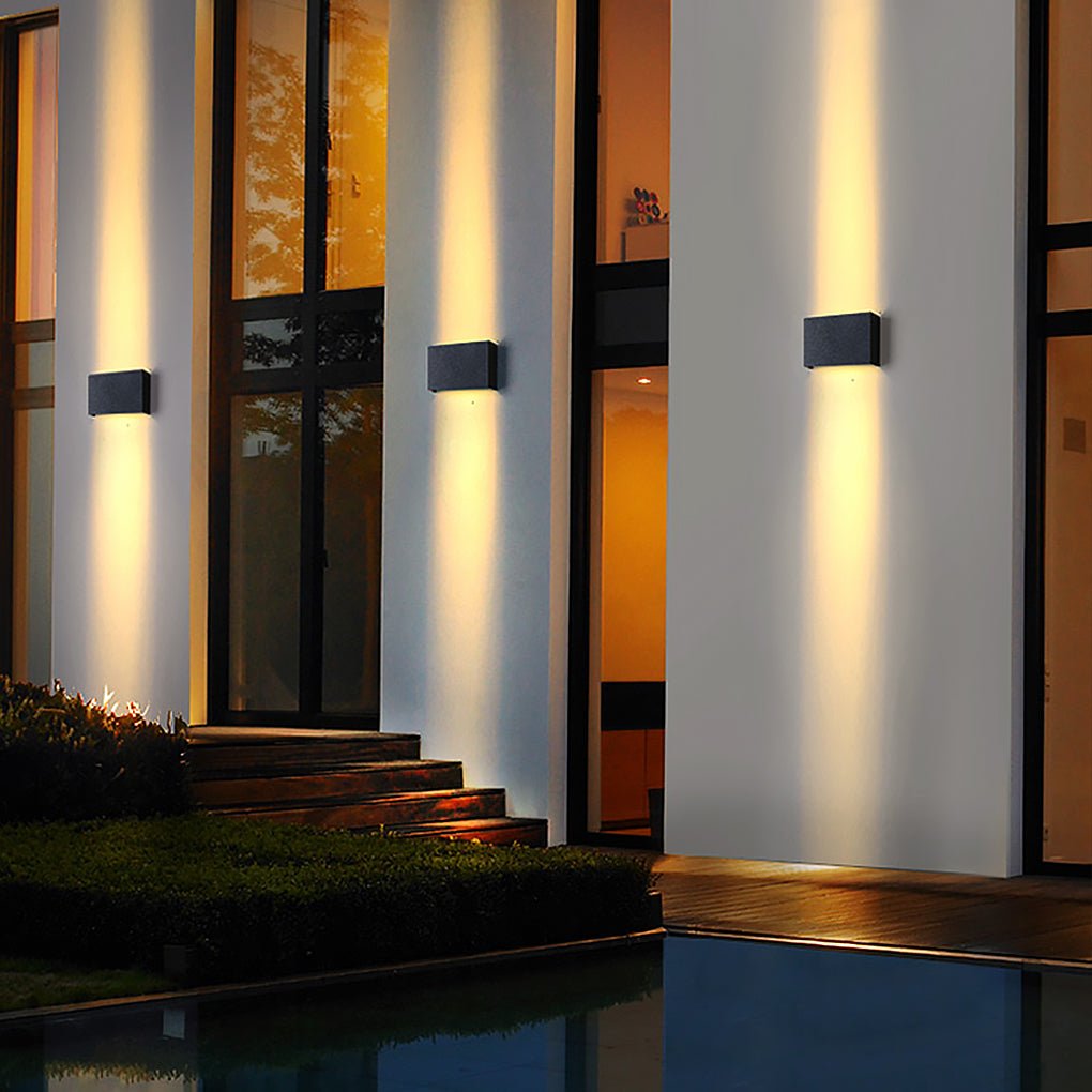 Modern Up/Down Outdoor Wall Sconce — Aluminum and Glass, LED 3000K, 10W–16W, IP65