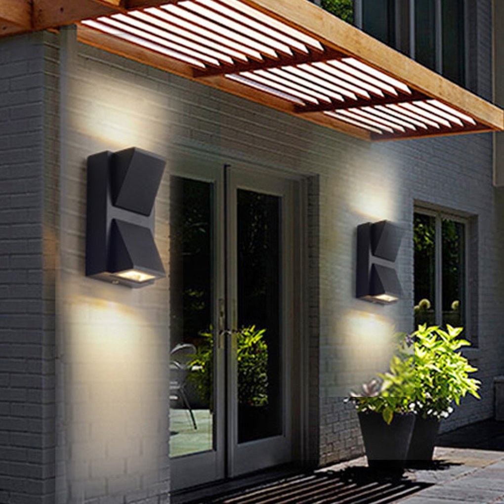 Black LED Outdoor Wall Lights - Waterproof Up & Down K-Type Design