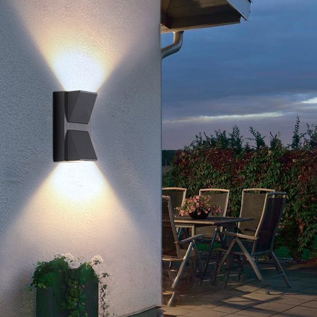 Black LED Outdoor Wall Lights - Waterproof Up & Down K-Type Design
