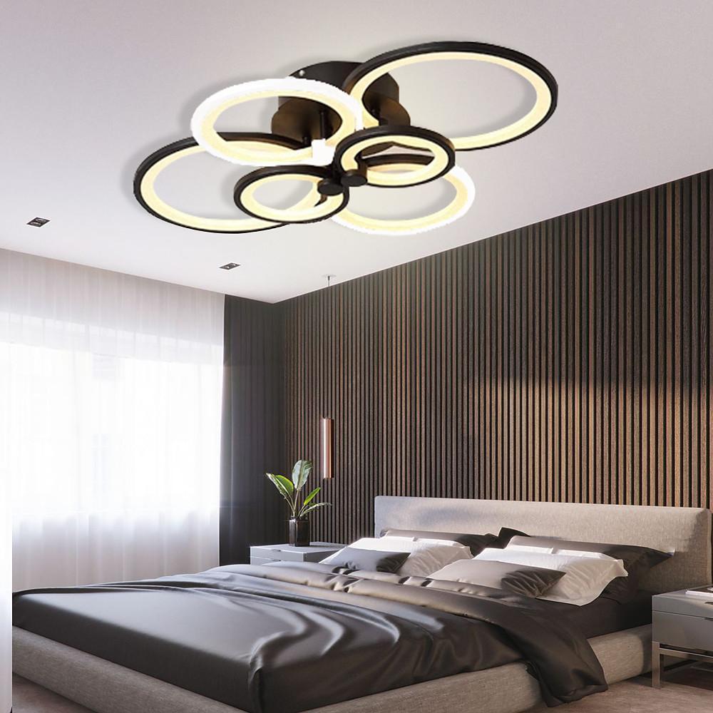 Multi-Ring Flush-Mount Ceiling Light — Metal and Acrylic, Dimmable LED, 3000K–6000K, 31" Wide