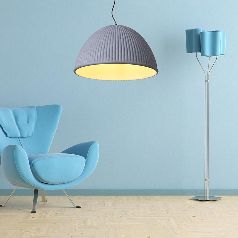 Industrial Inverted-Cup Pendant Light — Cement and Metal, LED E27, 13" Diameter, 59" Adjustable Cord