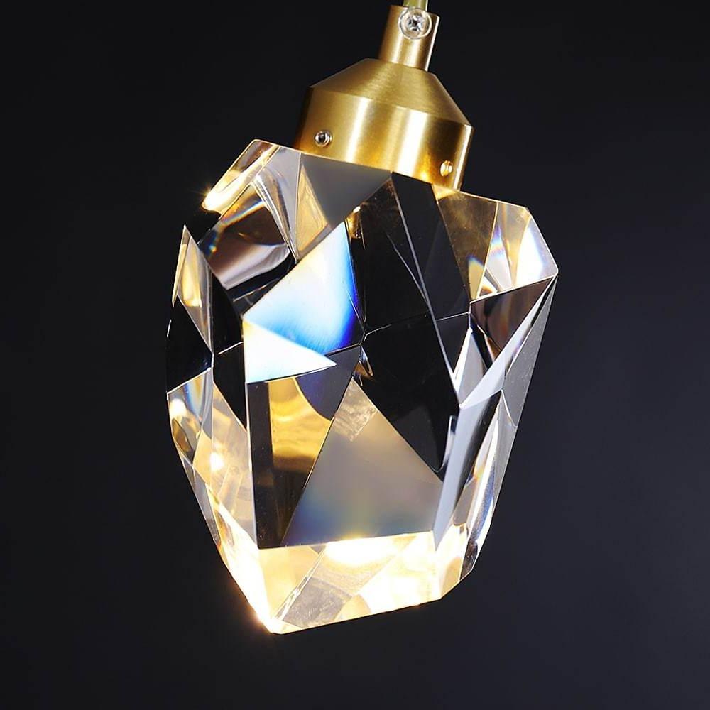 9-Light Sputnik Crystal Chandelier — Matte Gold, Irregular Geometric Crystal, G9 LED, 32" Diameter
