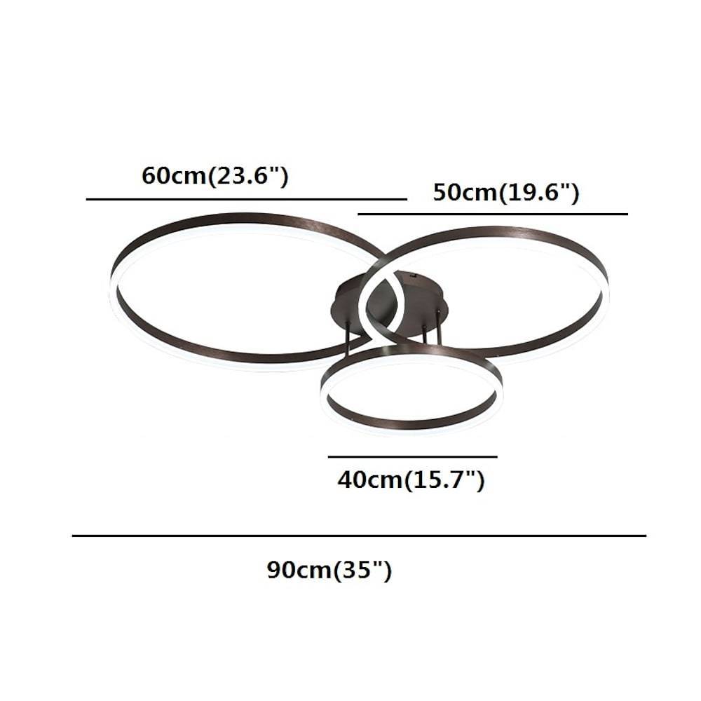 Modern Gold Circular Ring Flush-Mount Ceiling Light — Metal and Acrylic, Integrated LED, Three-Color Dimming, 35" × 28"