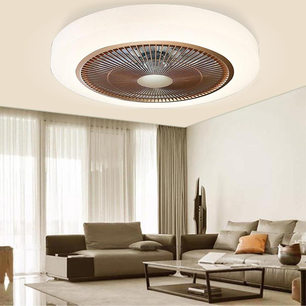 LED Bladeless Ceiling Fans with Lights - Rounded Linear Flush Mount Design for Living Rooms