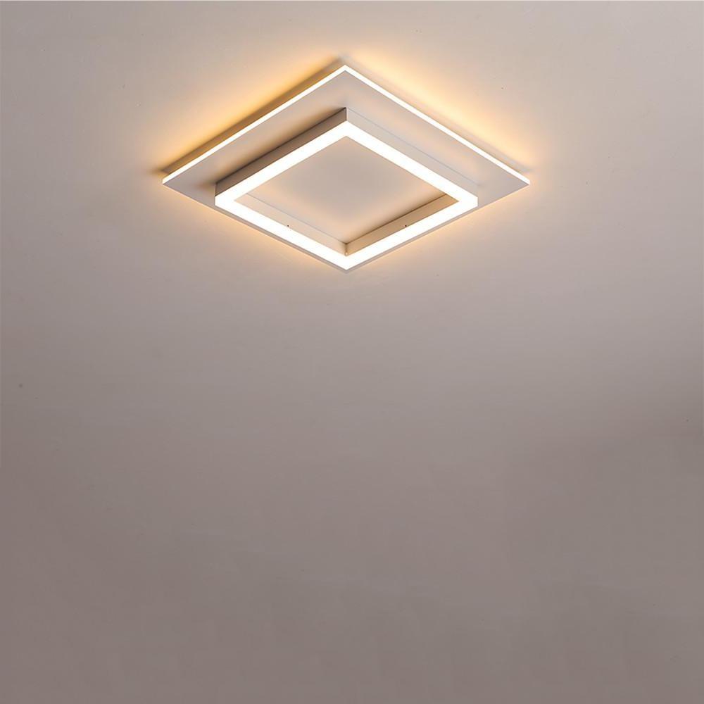 Square Modern LED Flush-Mount Ceiling Light, Set of 2 — Metal, Acrylic Shade, 36W, 16", Dual Color Temperature