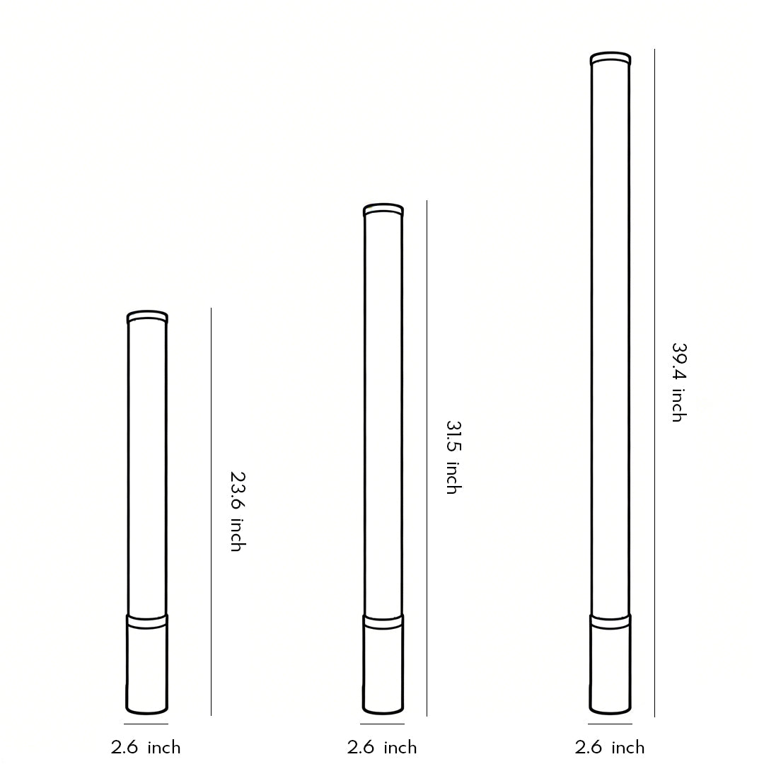 Cylindrical Acrylic Tube Bollard Light — Die-Cast Aluminum, LED, 360° Ambient, IP65, 23.6"–39.4" Heights