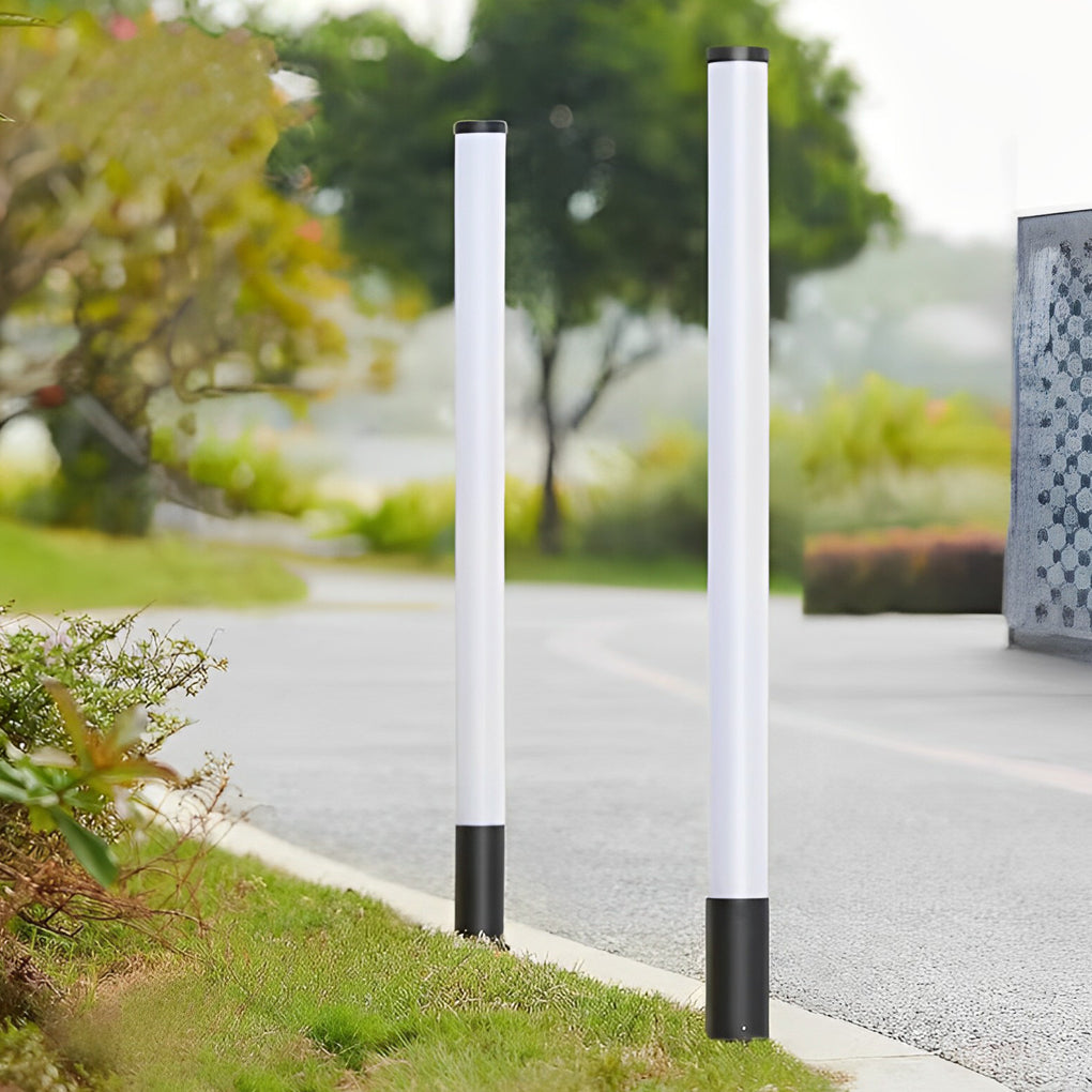Cylindrical Acrylic Tube Bollard Light — Die-Cast Aluminum, LED, 360° Ambient, IP65, 23.6"–39.4" Heights