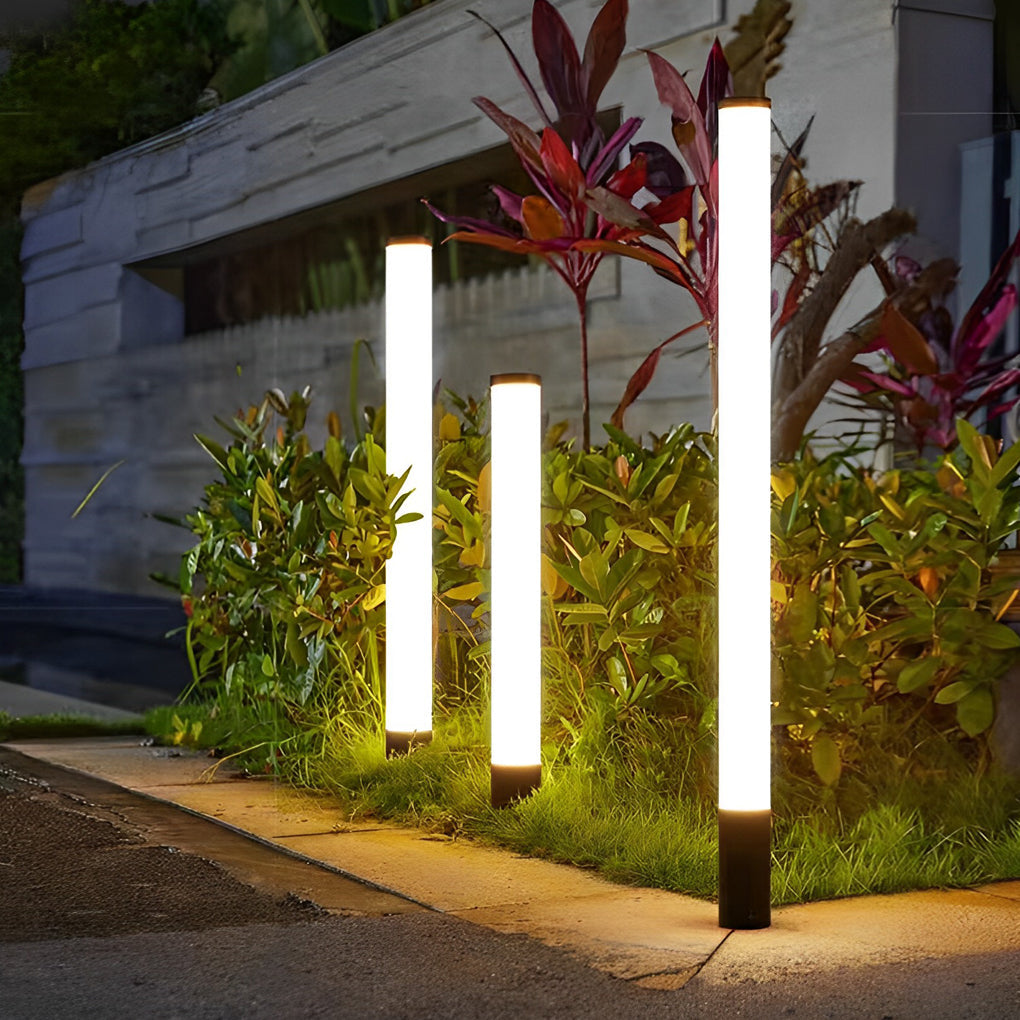 Cylindrical Acrylic Tube Bollard Light — Die-Cast Aluminum, LED, 360° Ambient, IP65, 23.6"–39.4" Heights