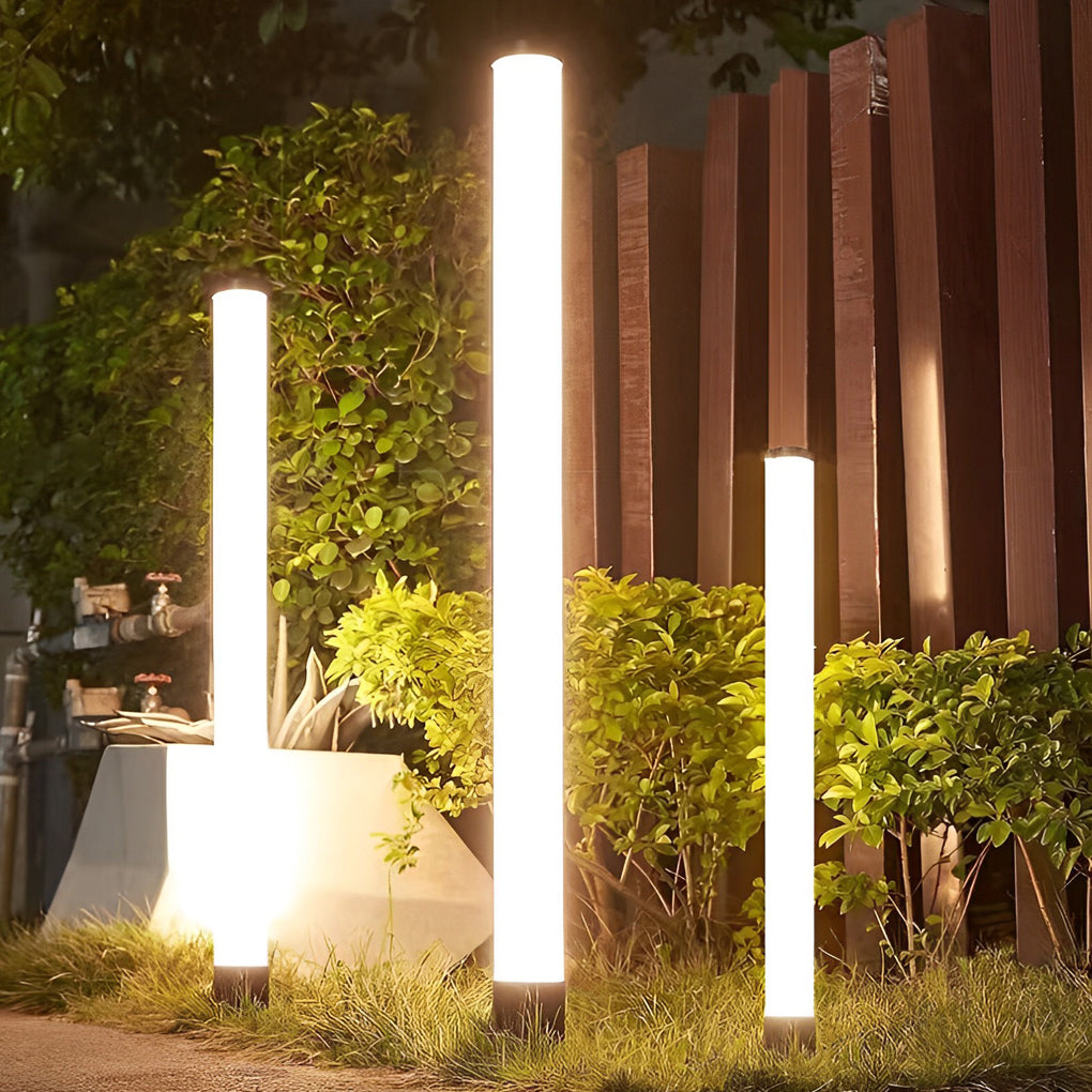 Cylindrical Acrylic Tube Bollard Light — Die-Cast Aluminum, LED, 360° Ambient, IP65, 23.6"–39.4" Heights