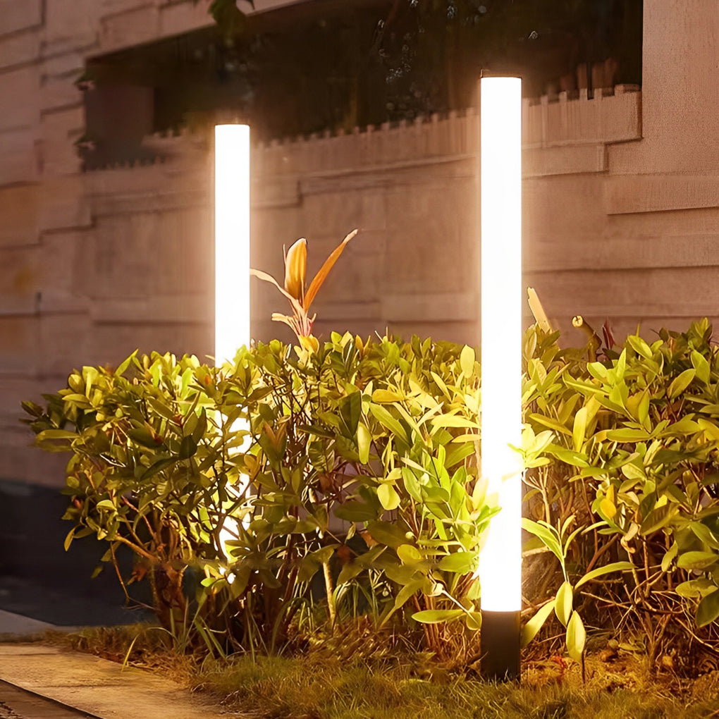 Cylindrical Acrylic Tube Bollard Light — Die-Cast Aluminum, LED, 360° Ambient, IP65, 23.6"–39.4" Heights