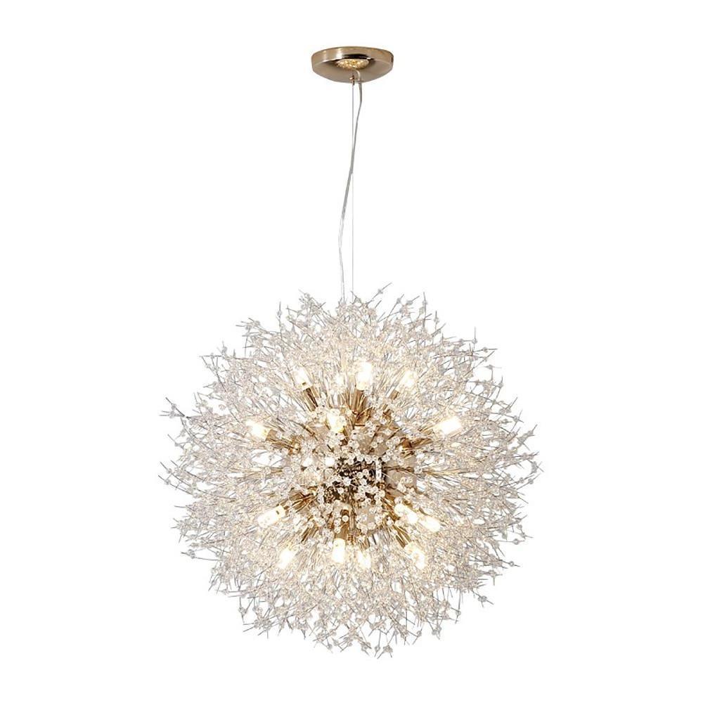 Globe Crystal Chandelier — Metal and Crystal, Dandelion Fireworks Design, 1-Light, 24" Diameter