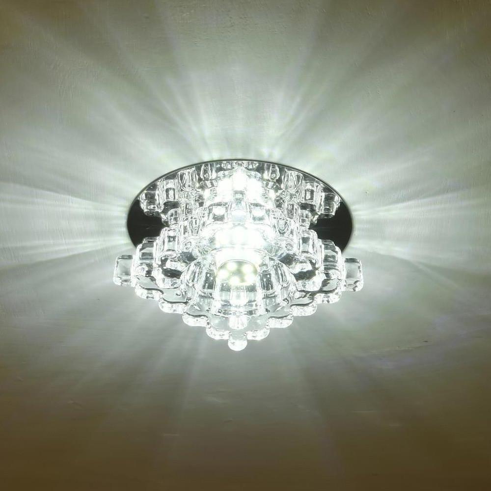 Geometric Crystal Flush-Mount Chandelier — Metal, LED, 7W, 4" Diameter