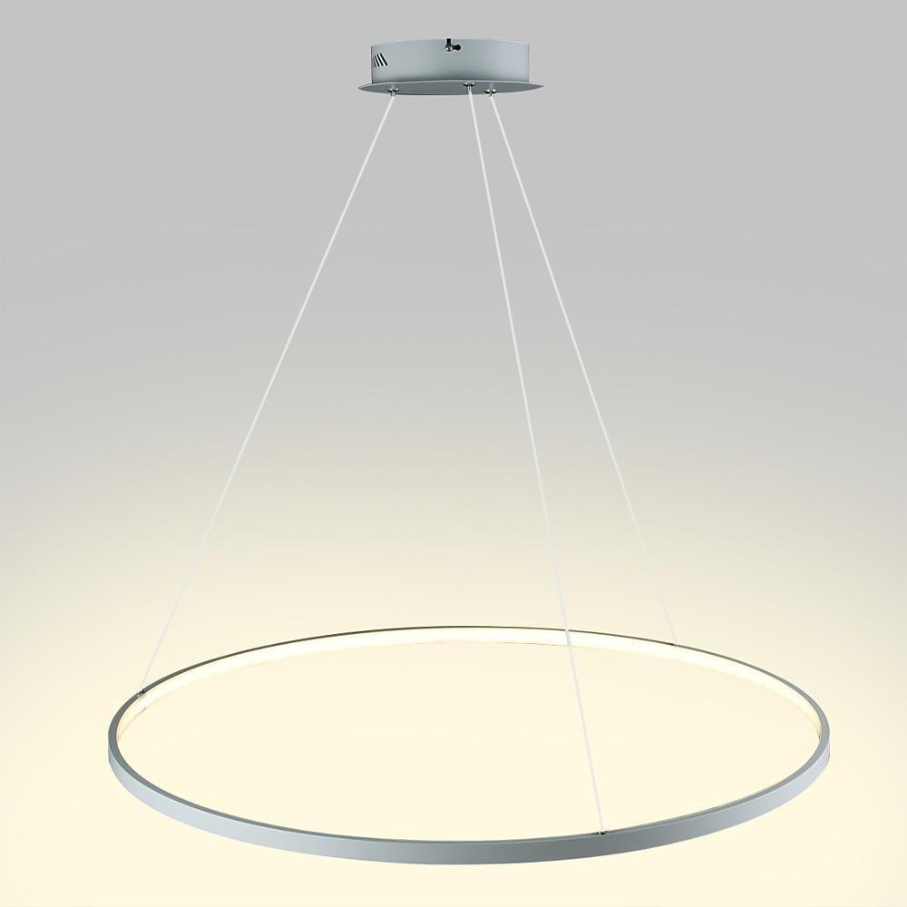 Round Geometric Single-Ring Pendant Chandelier — Black Metal & Acrylic, 30W LED, Dimmable 3000K–6000K, Remote, 31"