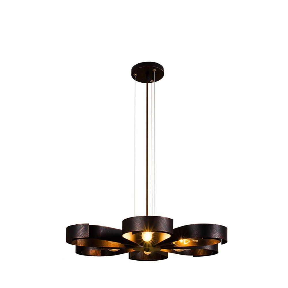 Petal-Shaped 6-Light Pendant Chandelier — Metal, Bronze or Dark Red, LED/Incandescent, 24" Diameter