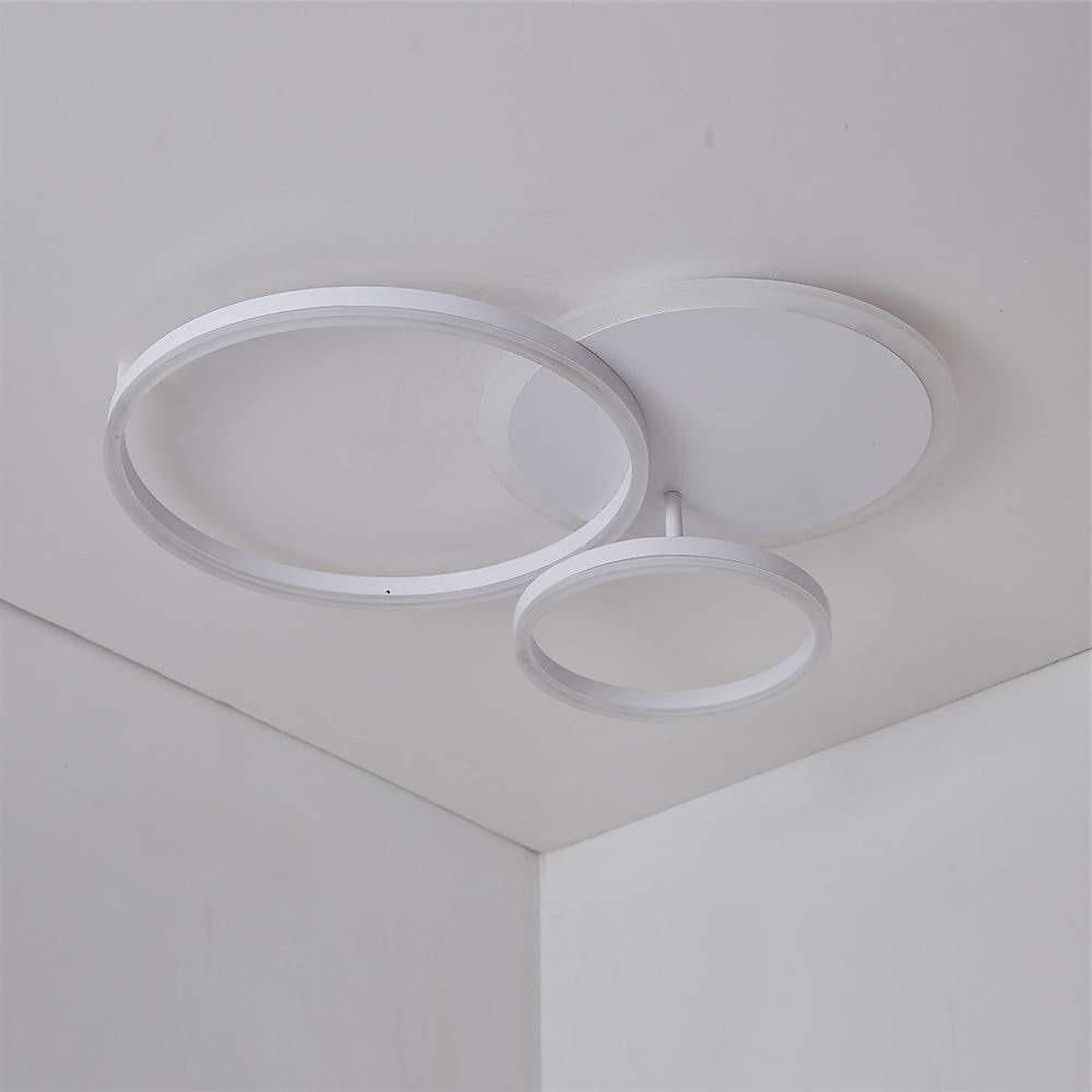 3-Ring Circle Flush-Mount Light — White Acrylic, 3-Light LED, 3-Color Dimmable, 26" × 20"