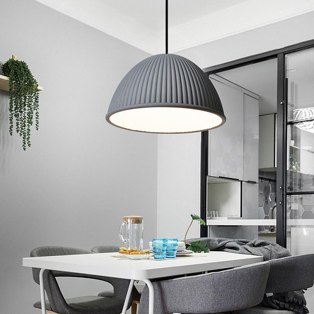Dome Pendant Light — Metal and Resin, 1-Light E26/E27, 12" Diameter, Kitchen and Dining
