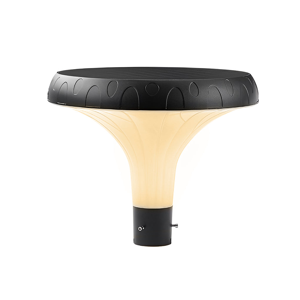 UFO Mushroom Solar Street Light — Die-Cast Aluminum, Black, LED, IP65, Solar / Hardwired, Dual Color Temperature