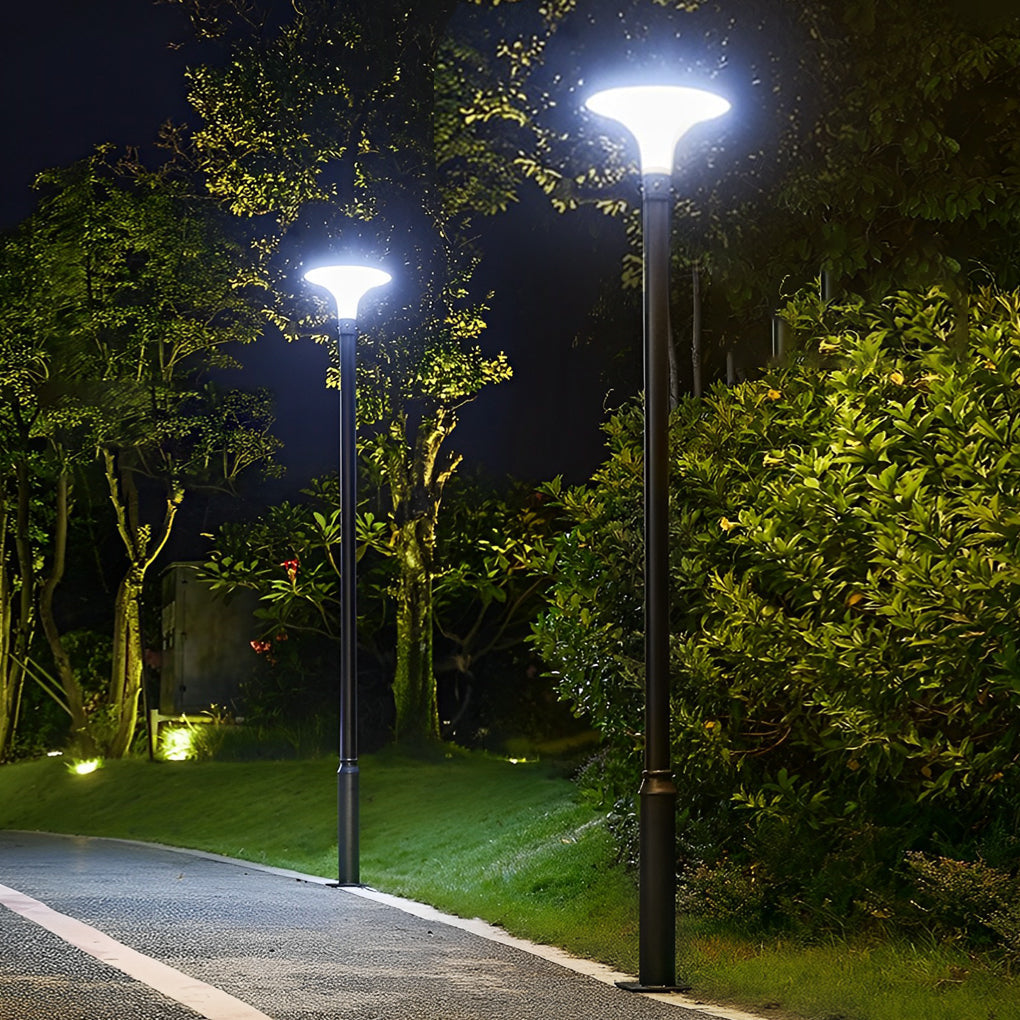 UFO Mushroom Solar Street Light — Die-Cast Aluminum, Black, LED, IP65, Solar / Hardwired, Dual Color Temperature