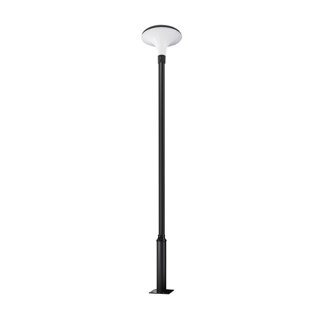 UFO Mushroom Solar Street Light — Die-Cast Aluminum, Black, LED, IP65, Solar / Hardwired, Dual Color Temperature