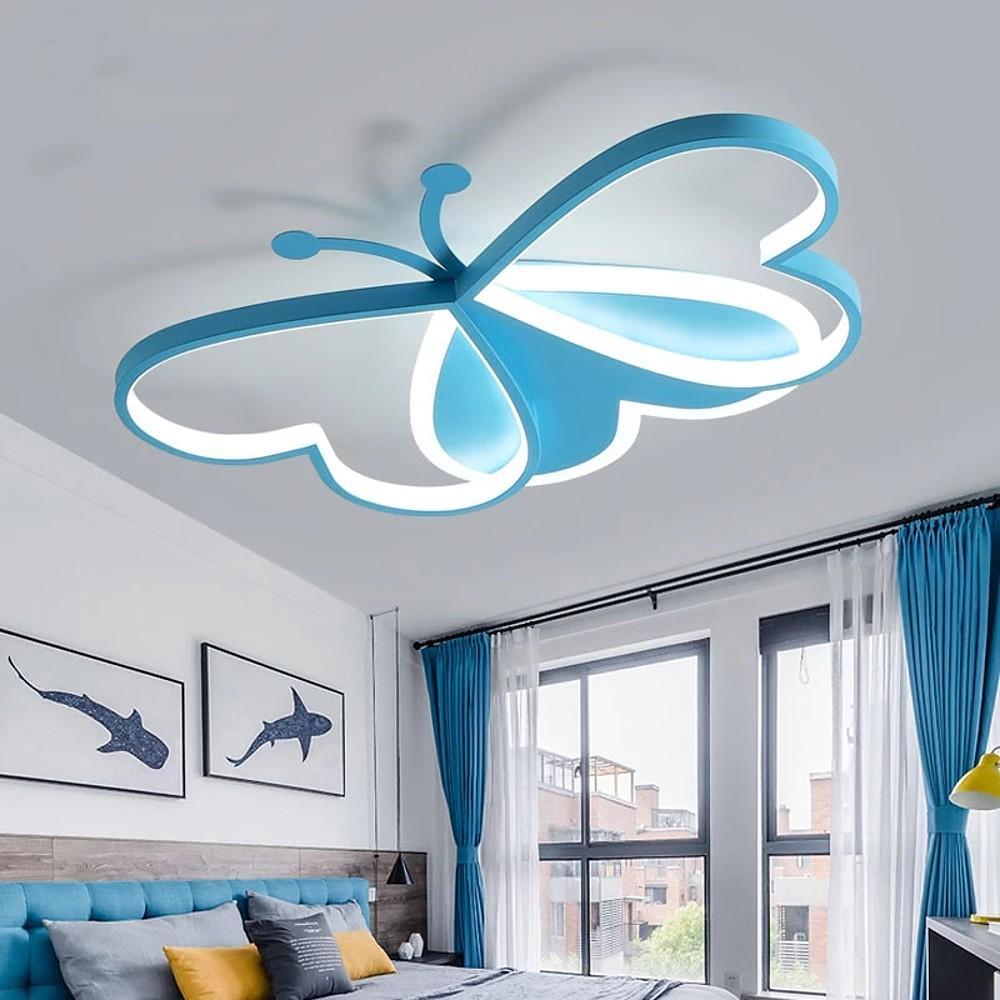 Butterfly Flush-Mount LED Ceiling Light — Metal and Acrylic, Three-Step Dimming, Remote Control, 20" × 14"