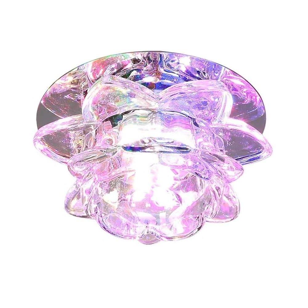Flower Flush-Mount LED Ceiling Light — Electroplated Glass, Multi-Color RGB / Warm / Cool White, 4" Diameter