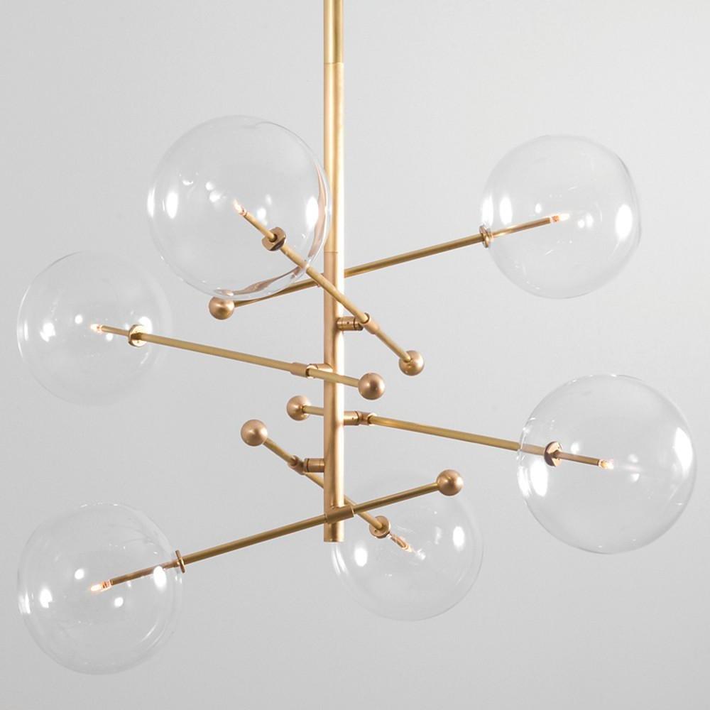 Geometric Globe Chandelier — Metal and Glass, 6-Light, 31" Wide, 3000K / 6000K, 110–120V