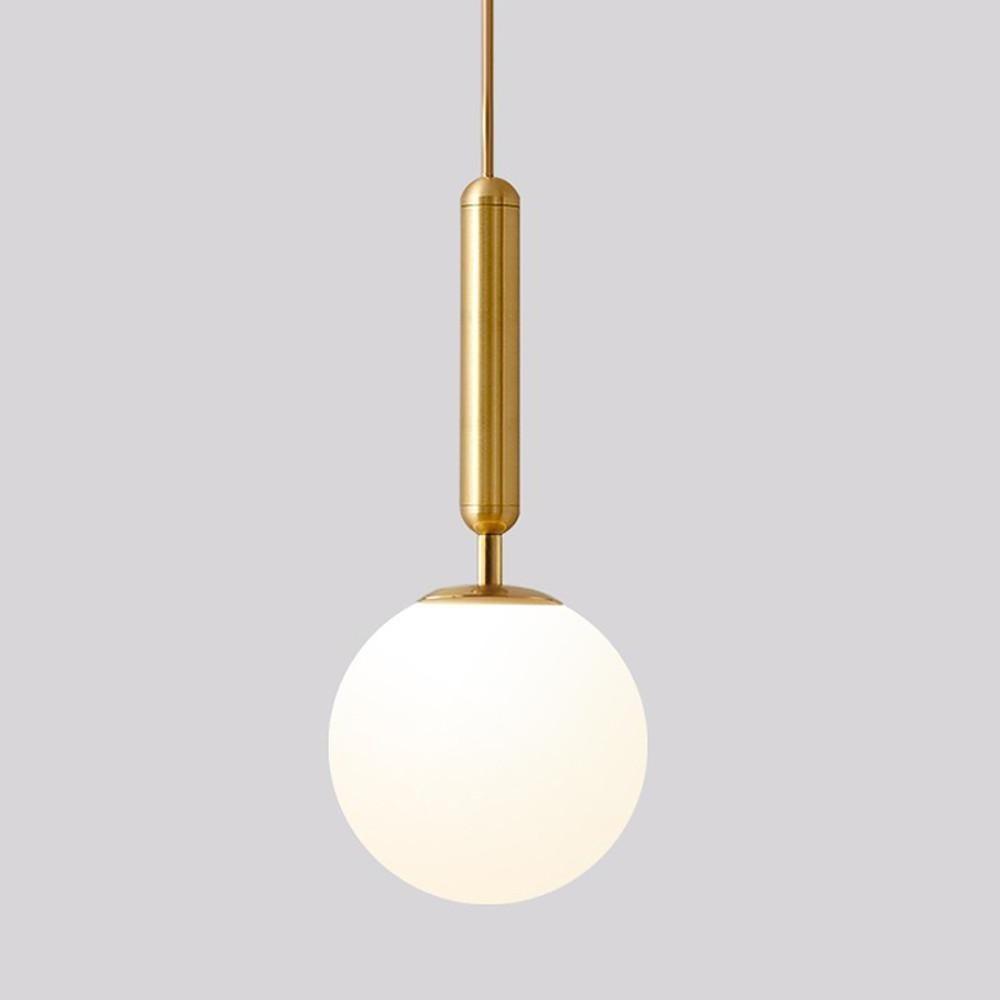 Globe Mini Pendant — Black or Gold Metal with Glass Shade, LED, 6" Dia., 47" Adjustable Cord