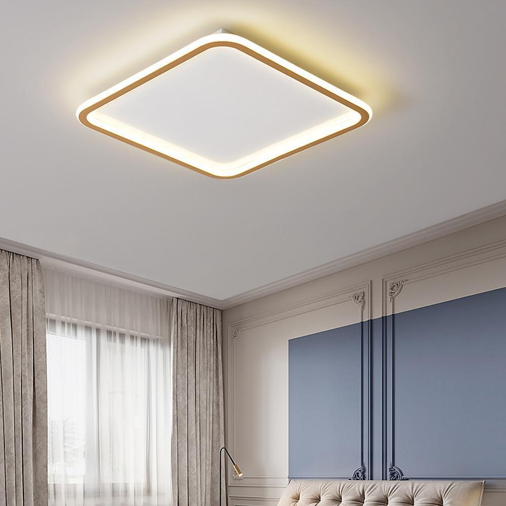 Minimalist Dimmable LED Flush-Mount Ceiling Light — Metal and Acrylic, Square or Circular, Remote Control, 20"