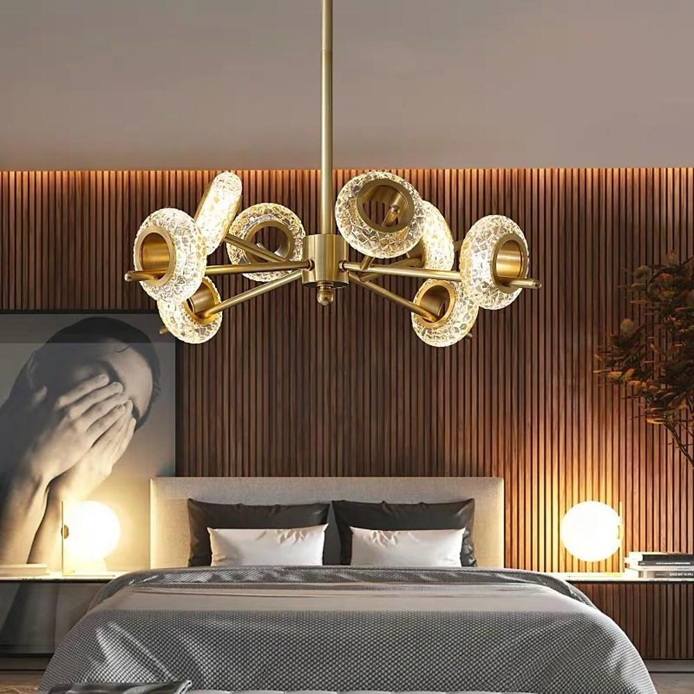 Sputnik Crystal Sphere Chandelier — Brass, Gold Electroplated, Integrated LED 3000K, 8 or 12-Light