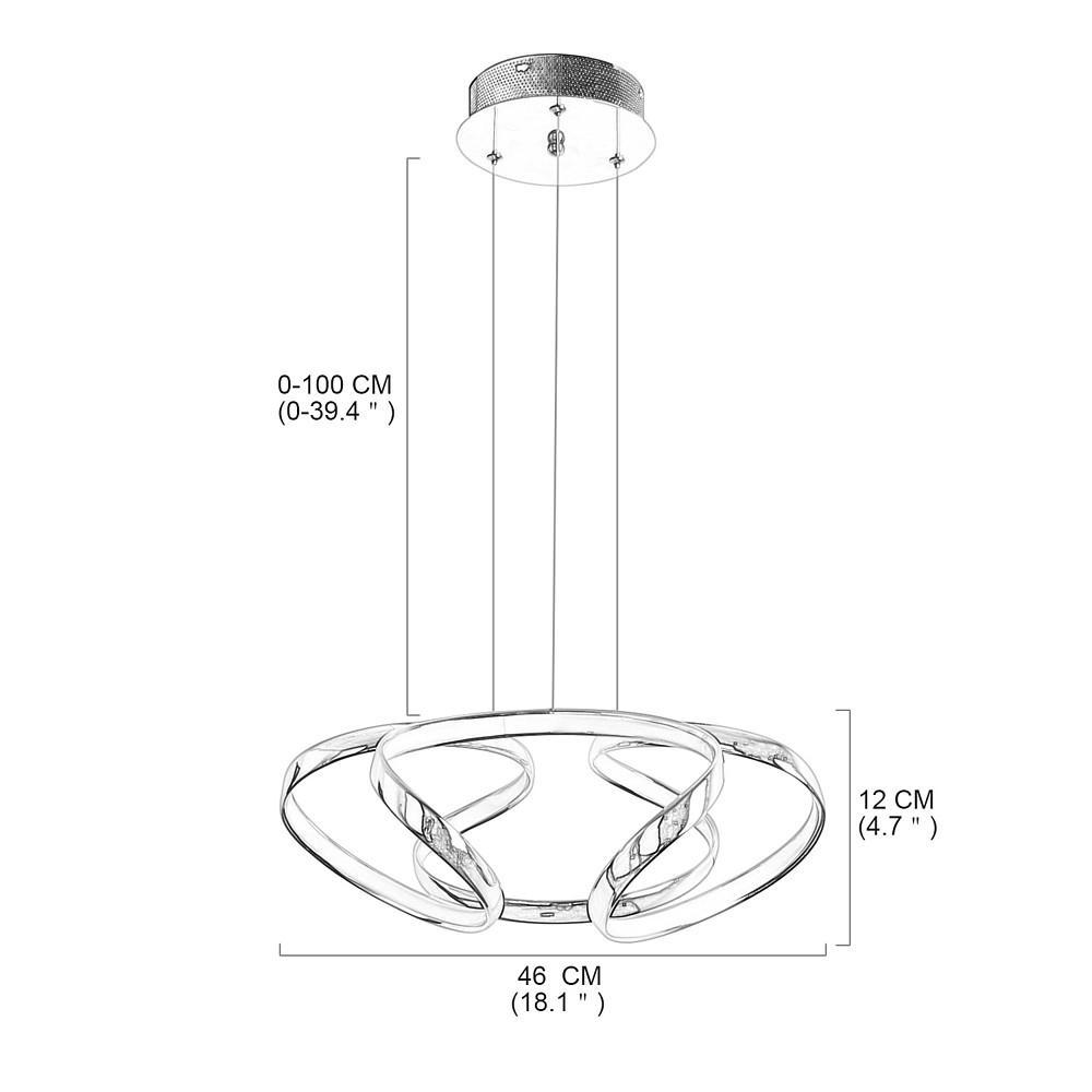 Curved Flower-Shaped LED Pendant Chandelier — Aluminum, 1-Light 40W, 18" Diameter, 3000K / 6000K, 39" Adjustable Cord