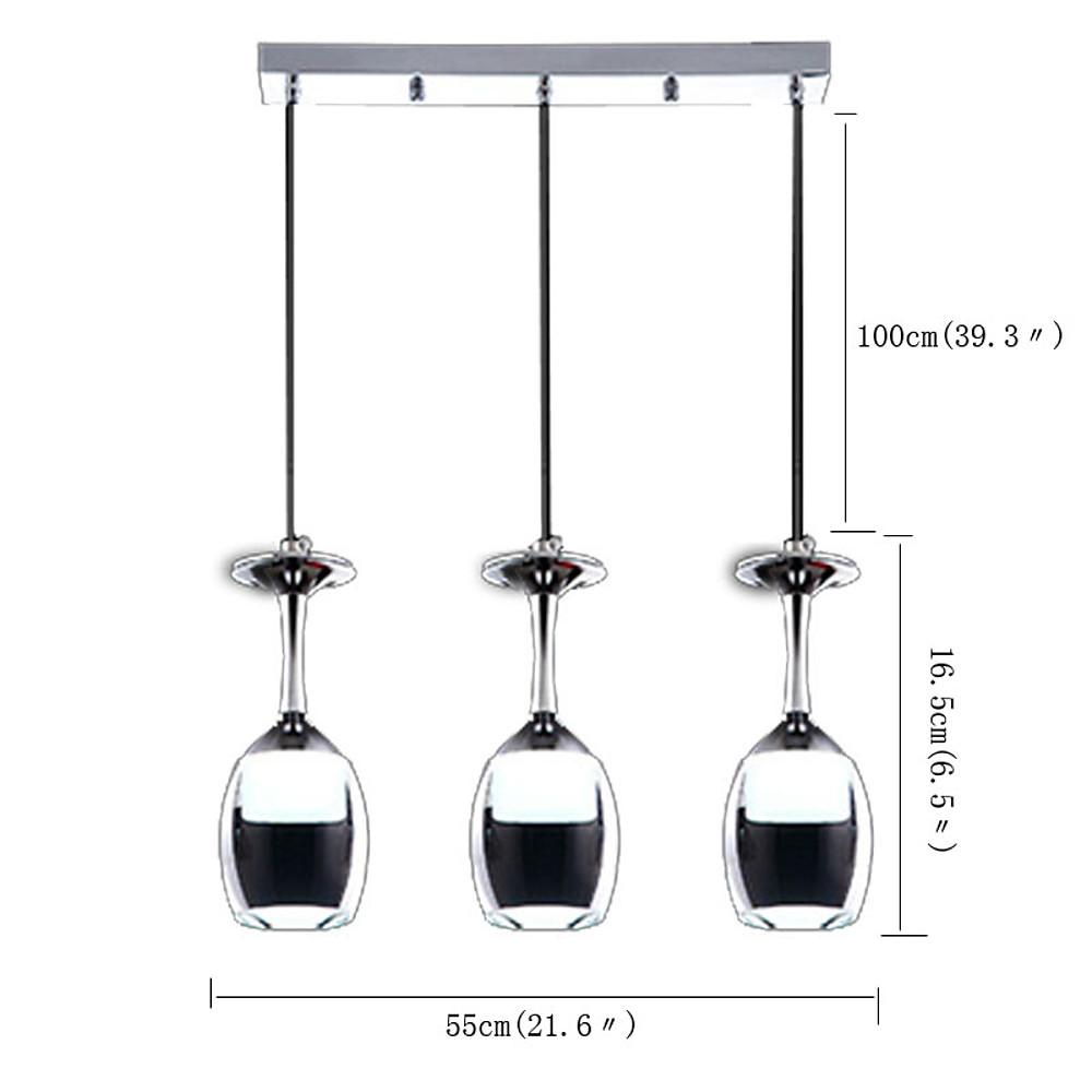 Modern 3-Light LED Mini Chandelier — Electroplated Aluminum, Transparent Plastic, 22" Wide, Adjustable Cord
