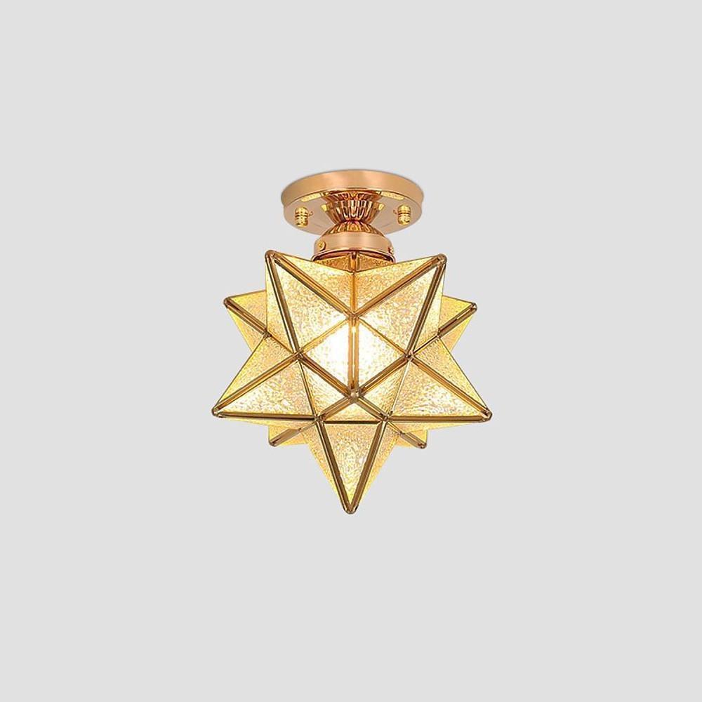 Geometric Multi-Pointed Star Semi-Flush Mount — Metal and Glass, E26/E27, 110–120V