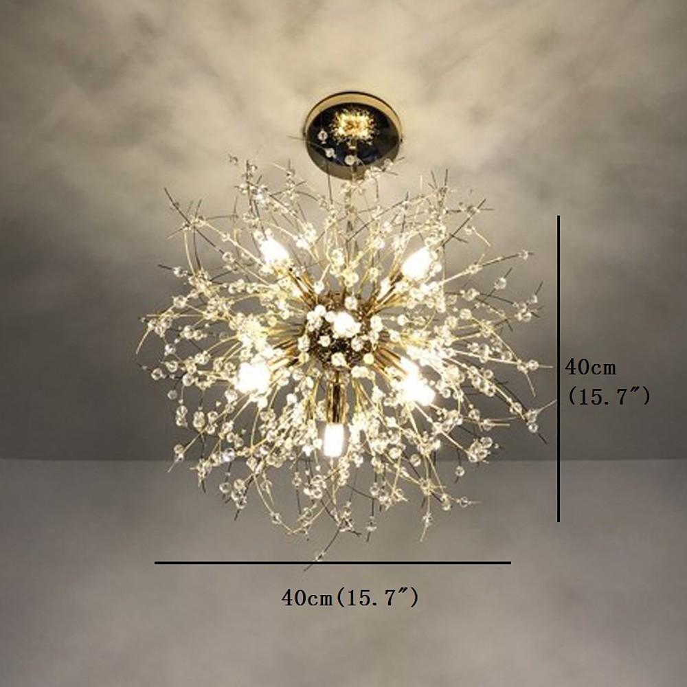 16" Mini Dandelion Globe Chandelier — Electroplated Metal, 8-Light G9 LED, 3000K/6000K, 39" Adjustable Cord