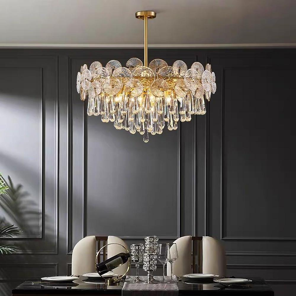 Crystal Candelabra Flush-Mount Chandelier — Metal, 10-Light, E12 LED, 3000–5400K