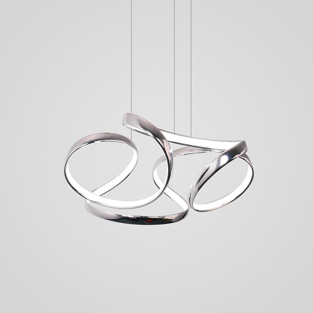 Curved Flower-Shaped LED Pendant Chandelier — Aluminum, 1-Light 40W, 18" Diameter, 3000K / 6000K, 39" Adjustable Cord