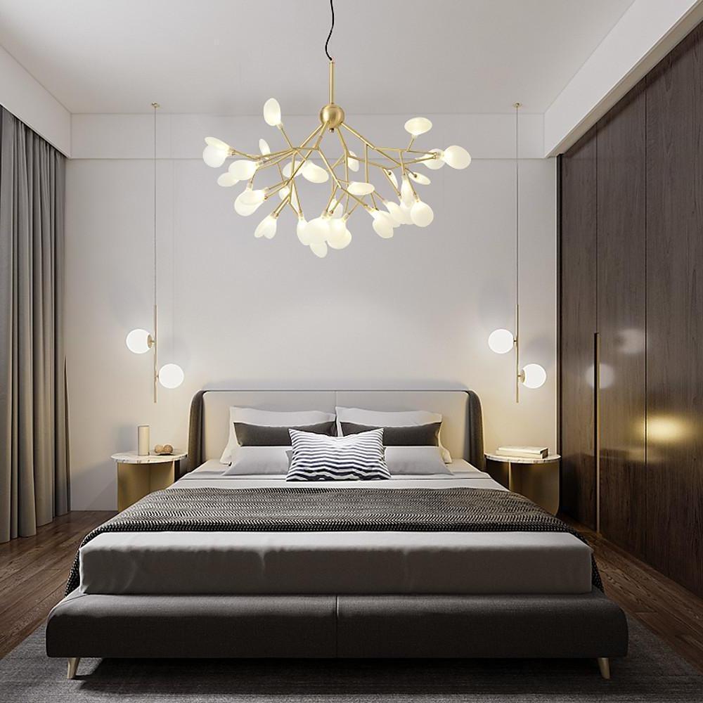 Sputnik Chandelier — Copper and Glass, 45-Light LED, 36" Diameter, Brass Finish