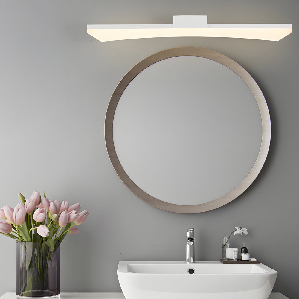 Curved Linear LED Vanity Light Bar — Steel & Acrylic, 8W/12W/16W, Matte Black or White